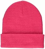 Amazon Essentials Bonnet en Tricot côtelé à Revers Mixte Adulte, Rose Fluo, Taille Unique