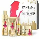 Pantene X Emily in Paris Shampoing, après-shampoing, masque et huile capillaire Coffret cadeau avec protection à la kératine pour cheveux secs et abîmés : shampooing 250 ml, après-shampoing 150 ml