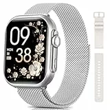 SWGOTA Montre Connectée Femme avec 1000mAh Batterie, Autonomie 100 Jour Ultra-Longue, 1.83' HD Smartwatch Appel, 24H Fréquence Cardiaque/SpO2/Sommeil, 120+ Sports, IP68 Podomètre Android iOS Argent
