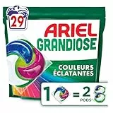 Ariel Grandiose PODS Couleurs Éclatantes, 29 Lavages, Lessive Capsules 2X Action Détachante et Anti-Odeur, Efficace Même à Froid, Pour Couleurs Vives, Économisez 60% d'Électricité, Fabriquée en France