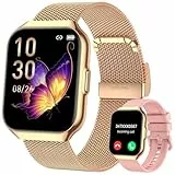 taopodo Montre Connectée Femme, 1.91' HD Smartwatch Fonction Féminine avec Appel Bluetooth 5.4, 120+ Modes Sportifs, 200+ Cadrans personnalisés, 24H Moniteur Sommeil/FC/SpO2, Android iOS, Or Rose
