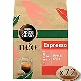 NEO Espresso par NESCAFÉ® Dolce Gusto® - 72 dosettes de café compostables à base de papier (6 boîtes de 12 dosettes)