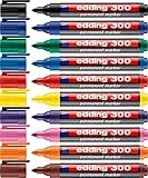 edding Lot de 300 marqueurs permanents – 10 couleurs – 10 crayons – Pointe ogive 1,5–3 mm – Imperméable, séchage rapide – résistant aux taches – pour carton, plastique, verre, bois, métal, verre