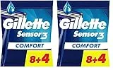 Gillette Sensor3 Comfort, Rasoirs Jetables Pour Homme, Avec Bande Lubrifiante, Lot De 16+4
