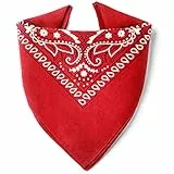 Karl Loven Bandana Rouge 100% Coton Paisley Foulard Fichu Bandeau Tour de Cou Tête Echarpe Pastel Bracelet Homme Femme Enfant