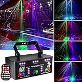 Fwiull Lampes Fête Professionnelles, 21 Lentilles Lumiere Soirée, DMX 512 d'Effets Lumière, Lumière Disco RGB UV à Commande Vocale, Lampe de Scène Télécommande Halloween, Fête, Noël ‎YSH-503 Noir