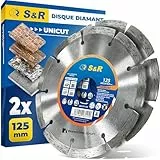 S&R 2 Disques Diamant 125 à Béton. Disque Meuleuse 125 à tronçonner Béton Pierre Briques et matériaux de construction. Lot de 2 disques