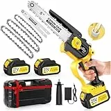 Mini Tronconneuse à Batterie, 8000 mAh Tronçonneuse Électrique Sans Fil, 1000W 8 & 6 Pouces Mini Tronçonneuse pour Branches et Jardin, avec Système D'huile Automatique, Compatible avec Makita 18V