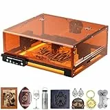 Machine de gravure laser, Woxcker L2 MAX 10W Graveuse laser avec boîtier, machine de gravure CNC, gravure laser de haute précision à 0,01 mm et découpe pour bois, acier inoxydable, verre