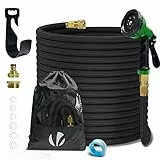 VOUNOT® Tuyau d'Arrosage Extensible 30m Renforcé Adaptable 1/2' et 3/4' 10 Modes de Pulvérisation Flexible et Anti-Fuite Raccord et Sac de Rangement Fournis Noir