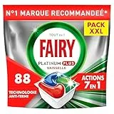 Fairy Platinum Plus Tablettes Lave-Vaisselle All In One Technologie Anti-terne, Regular, 88 Capsules, Nettoyage Optimal, Redonne De L’Éclat Et Prévient Le Calcaire