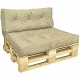 vounot Coussins pour Palette Europe Extérieur et Intérieur Coussin d’Assise 80x120x15cm et Dossier 20x40x120cm en Polyester Imperméable et Résistant aux Taches Coussin Matelassé Beige