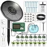 TRJZWA Kit D'irrigation Goutte à Goutte Énergie Solaire,2200mAh Système programmateur Arrosage Automatique,Kit Arrosage Goutte à Goutte avce 15 Goutteurs pour Vacances Balcon Jardin de Plantes en Pot