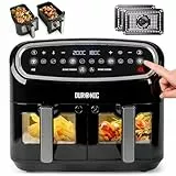Duronic AF24 Friteuse à Air de 2400W | 2 Paniers de 5L pour Toute la Famille | Large écran de contrôle | 10 Programmes de Cuisson Préréglés | Sans huile | Fonctions Sync Cook et Sync Finish