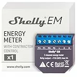 Shelly EM - Module Compteur d'énergie intelligent Wi-Fi, 2 canaux (120A), Domotique, Haute précision, Mesure production photovoltaïque, Compatible avec Alexa et Google Home, App iOS Android