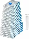 Amazon Basics housses de rangement sous vide avec pompe manuelle - (5 taille S, 5 M, 5 L, 5 Jumbo), Fermeture éclair, Multiple, 20 pièces, 4 lot de 5, Claire