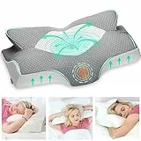 Elviros Oreillers à Mémoire de Forme, Oreillers Ergonomiques pour la Nuque, Oreiller Ergonomique Forme Orthopédique Anti Douleur, Décontracter Les Muscles aux Épaules, Gris