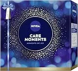 NIVEA Care Moments Coffret cadeau pour femme avec gel douche (250 ml), shampoing (250 ml), lotion pour le corps (400 ml), soin des lèvres Labello (4,8 g) et trousse de toilette