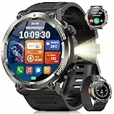 Blackview Montre Connectée Homme Femme, Illumination,Batterie 100 Jours, Écran Tacile 1.45' TFT, Appel Bluetooth, Cardiofréquence, Analyse Sommeil, 100+ Modes Sport,pour Android/iOS (Noire)