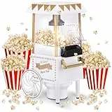 NK Machine Pop Corn Rétro 1.200W à Air Chaud - Machine à Popcorn Électrique Sans Huile, 0.3L, Prête en 2 Min, Compacte et Vintage, Idéale pour la Maison (Blanc)