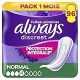 Always Discreet - 96 Serviettes Incontinence pour Femme, Normal, 4 Gouttes, Fuites Urinaires Fréquentes - Format Eco - Protection Intégrale et Discrète, Serviette Compatible Post accouchement