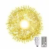 Guirlande lumineuse d'extérieur de 100m Longue guirlande lumineuse de Noël pour intérieur et Christmas avec télécommande et minuterie 8 modes pour Xmas arbre maison chambre jardin (blanc chaud)