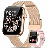 RUXINGX Montre Connectée Femme avec Appel, 1.83” Smartwatch avec 3 Bracelets, Fonction Féminine Sommeil Fréquence Cardiaque SpO2 20+ Modes Sportifs Podometre IP68 Calories Android iOS Or Rose, Cadeau