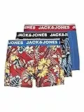 JACK & JONES JACAZORES Trunks 3 Pack Noos Caleçon Boxeur, Black/Pack:Pompain Red-Blue lolite, M pour des Hommes