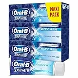 Oral-B 3D White Arctic Fresh Dentifrice Éliminant Des Taches Pour Des Dents Plus Blanches Dès Le Premier Brossage, Doux Pour L’Émail, Arôme Menthe Poivrée Et Menthe Verte, Lot De 3 x 75ml