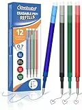 Lot de 12 recharges effaçables pour stylos Pilot FriXion Ball, Clicker & Eberhard Faber, cartouches d'encre thermosensitive, recharges pour stylo gel effaçable, 4 couleurs