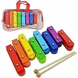 A-Star Lot de 8 xylophones soprano diatoniques arc-en-ciel Glockenspiel avec deux battes en bois dans un sac de transport - C6 à C7