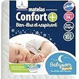Babysom - Matelas Bébé Confort+ 60x120 cm | Circulation Parfaite de l'air : Respirant | Ultra Ventilé : Confort Optimal | Épaisseur 14 cm | Déhoussable | Oeko-Tex® | Fabrication française