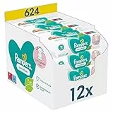 Pampers Lingettes Bébé Sensitive, 624 Lingettes (Lot de 12 x 52), Sans Parfum ni Alcool, Aident à Protéger la Peau des irritations, Pour Une Toilette Douce Et Délicate, Testées Dermatologiquement