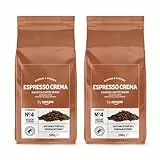 by Amazon Café en Grains Espresso Crema, Torréfaction Moyenne, caféiné, 500g, lot de 2 - Certifié Rainforest Alliance