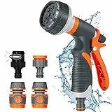 Pistolet d'arrosage, Pulvérisateur de Jardin, 8 Modes d'Arrosage Pistolet Arrosoir avec 4 Interface pour le Lavage des Voitures, les Jardins, les Plantes, les Animaux domestiques