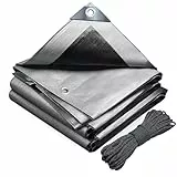 VOUNOT® Bâche de Protection en Polyéthylène 180g/m² Bâche Imperméable Ultra Lourde et Résistante Revêtue des Deux côtés avec Oeillets en Aluminium Couverture Étanche pour Jardin et Piscine Gris 1.5x6m