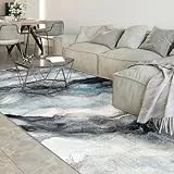 Vamcheer Tapis de Salon Gradient - Tapis De Sol pour Chambre Salon Salle À Manger Abstrait,Faux Tapis en Laine d'agneau Super Doux pour Salle à Bureau, Commode et Bureau, Bleu Or, 200x300 cm