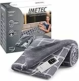 imetec (IMETK) Couverture Chauffante Adapto Velvet Squares - Plaid chauffant 150x95 cm - 6 Températures, Motif Carreaux, Tissu Toucher Velours, Anti Surchauffe, Chauffage Rapide 150 W