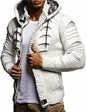 Leif Nelson LN5605 - Cardigan en tricot à capuche pour homme - Élégante veste de loisirs - Coupe ajustée, Gris écru, M