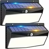 Peasur 368LED Lampe Solaire Exterieur Detecteur de Mouvement, 3 Modes Spot Solaire, Étanche Lumiere LED Solaire Extérieur, éclairage pour Murale Jardin Outdoor Garage Cour Blanc Froid [Lot de 2]
