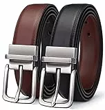 BULLIANT Ceinture Homme, En Cuir Reversible Ceinture 35MM,une ceinture de renverser deux couleurs,Taille Ajustée - Noir/Brun Foncé - 115cm/38 -40 taille réglable
