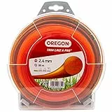 Fil de débroussailleuse Oregon Orange Rond 2.4mm, Coupe-bordures, entretien de pelouses, parterres de fleurs, jardin, Fil nylon résistant, compatible avec modèles standards, 2.4mm x 88m (69-364-OR)