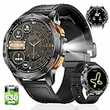 LIGE Montre Connectée Homme GPS, 180 Modes Sportifs, AMOLED 1,43' Montre Militaire avec Lampe Torche et Boussole Altimètre, 10ATM, Batterie 530mAh, Appels Bluetooth et Suivi Santé pour Android iOS