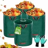 USHOP Lot de 4X 272L Sacs de Jardin, Sac Jardin Pliable avec Poignées, Indéchirables, Étanches, Sac Jardin Dechets Verts Déchets Verts, Feuilles, Tontes, Réutilisable (Offrir des Gants)