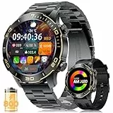 DREMAC Montre Connectée Homme Luxe(40 mm), Robuste Aluminium, Écran AMOLED, 800mAh, Étanche IP68, Montre de Fitness avec Moniteur de Fréquence Cardiaque/SpO2/Sommeil pour Android iOS,Noir