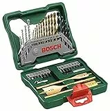 Bosch Accessories 40 pièces Ensemble de forets et de tournevis en titane X-Line (pour bois, pierre et métal, accessoires perceuses) Noir/Or/Argent
