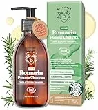 BIONOBLE Huile de Romarin pour Cheveux Bio - Favorise la Pousse et Ralentit la Chute - Huile Essentielle Romarin, Ricin, Argan et Jojoba - Rosemary Oil for Hair Growth - Flacon Verre + Pompe - 200ml