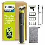 Philips OneBlade 360 Authentique Tondeuse et rasoir à barbe électrique, 2x 360 lames, 3x peignes à barbe (1,3,5mm), QP2724/31