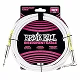 Ernie Ball Câble d’instrument, connecteur droit et coudé, 3 m, blanc
