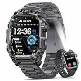 Nemheng Military Smart Watch pour hommes, 2.01” HD Fitness Tracker Watch with Make/Answer Call, Women's Smartwatch With Flashlight & 100+ Sport Modes, SpO2 Moniteur de fréquence cardiaque et de sommei